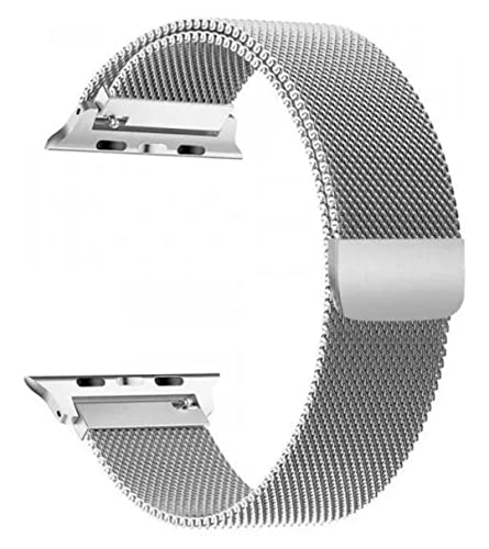 1 Pulseira Loop Milanese Aço Compatível Com Apple Watch Prata (42/44/45mm)